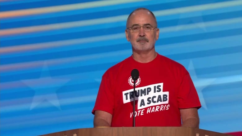 UAW President Shawn Fain calls Trump a scab in DNC remarks
