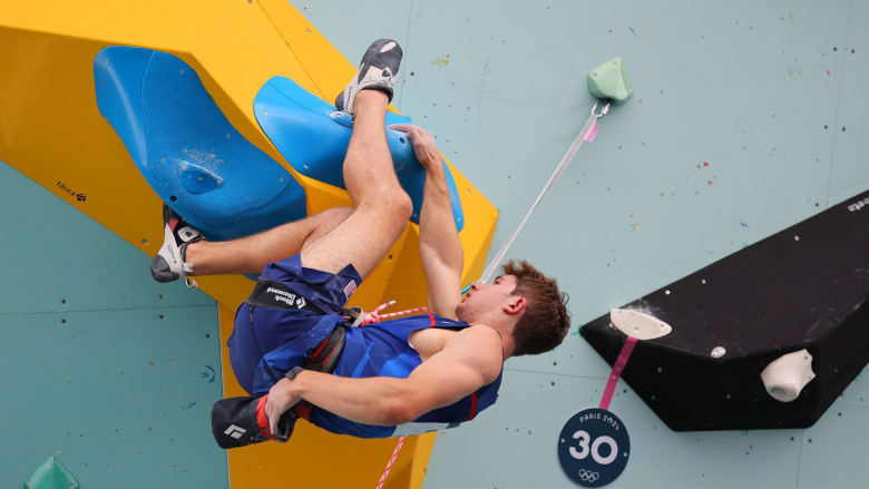 American Colin Duffy climbs lead route in combined final