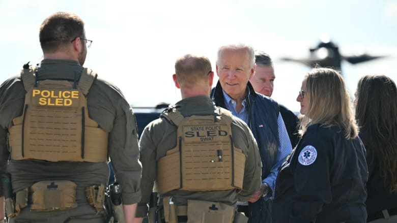 Biden surveys Hurricane Helene aftermath in North Carolina