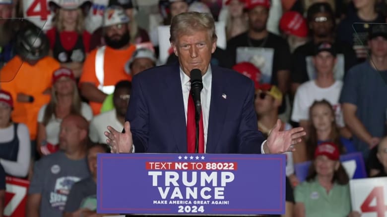 Trump makes false accusation about substance use by Harris at rally