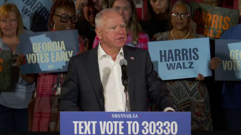 Walz calls Trump a 'loser' while campaigning in Georgia