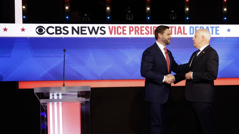 Walz, Vance shake hands to close out vice presidential debate