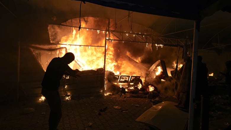 Israeli airstrike sparks deadly fire at camp for displaced people at Gaza's Al-Aqsa Hospital