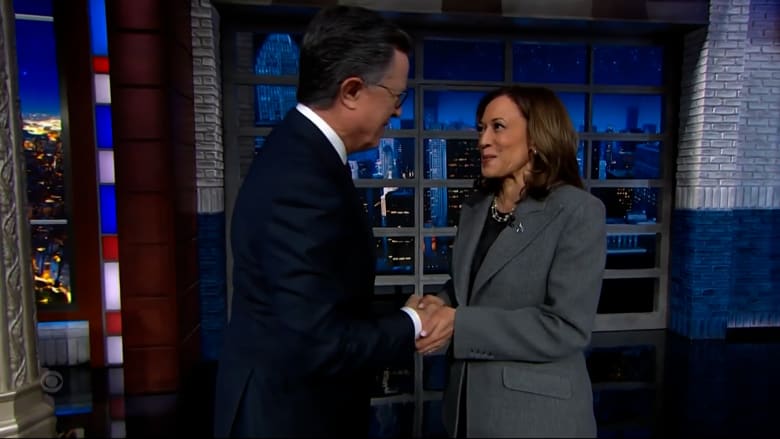 Harris slams Trump on Colbert's 'Late Show' about misinformation on hurricane relief