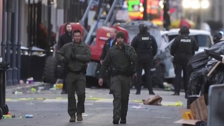 Videos show scene after car plowed into crowd in New Orleans