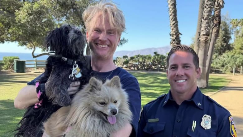 Joyful reunion of man and dog separated in fire