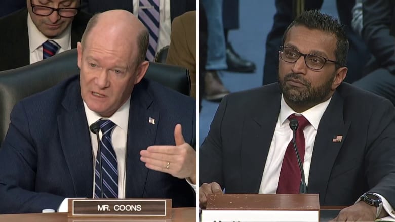 Sen. Coons presses Patel on loyalty to Trump over the law
