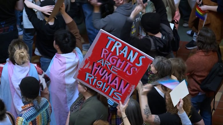 Hundreds protest Iowa bill ending civil rights protections for transgender people