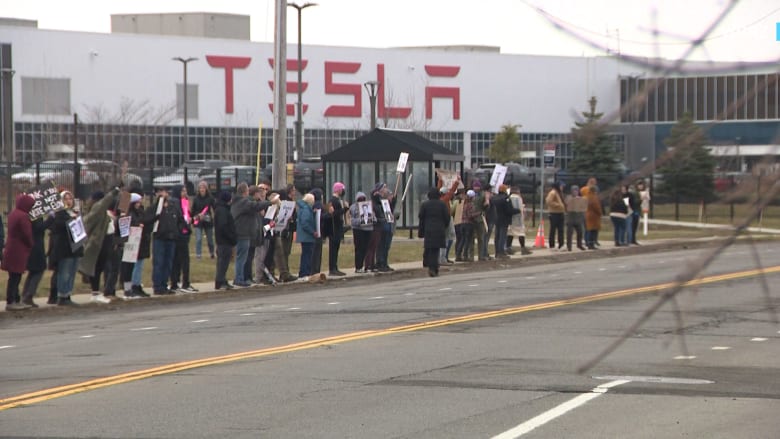 Dozens of protests take place at Tesla dealerships nationwide