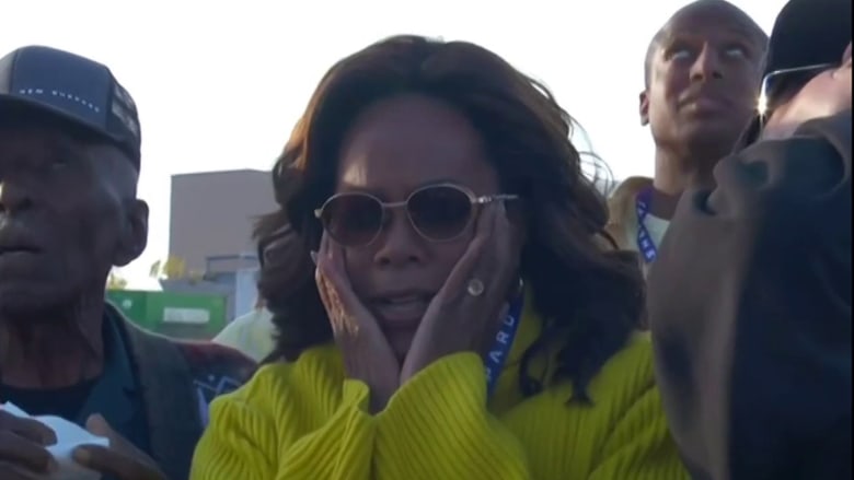 Watch Oprah Winfrey's emotional reaction watching Gayle King on Blue Origin launch