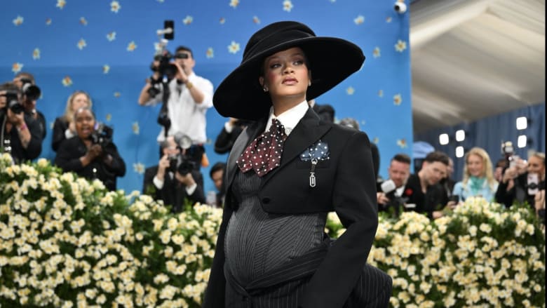 Rihanna closes out Met Gala with baby bump debut