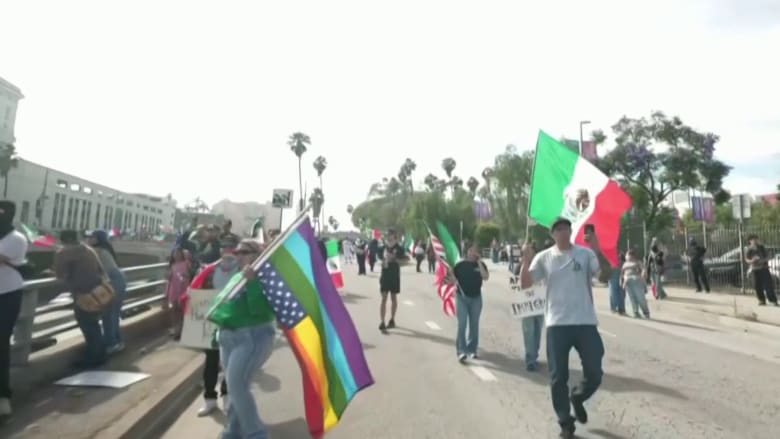 Police move to clear streets as 20,000 protest in Los Angeles