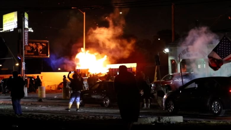 Gas station looted, car set on fire in anti-ICE protests