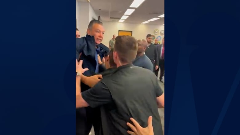Watch: Sen. Alex Padilla forcibly removed from Noem news conference