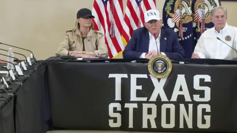 President Trump visits Texas a week after floods ravaged Hill Country