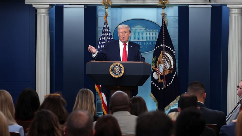 Trump defends domestic priorities and foreign policy at White House briefing