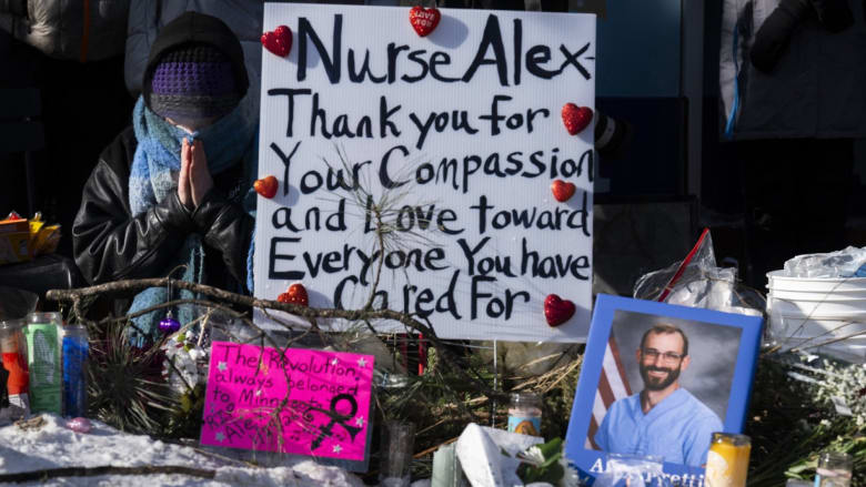Demonstrations remain calm one day later at site of Alex Pretti shooting