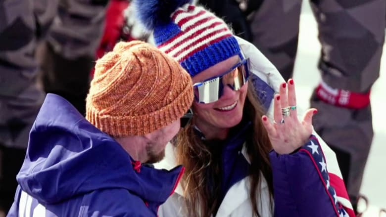 Breezy Johnson gets engaged at the finish line