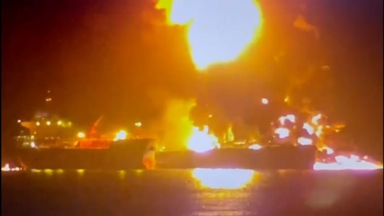 Two oil tankers catch fire after Iranian attacks in Iraqi waters