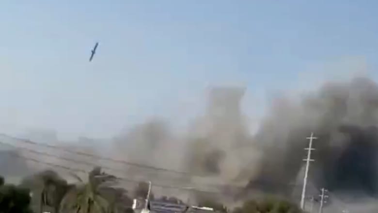 Video appears to show a missile strike near an Iranian school