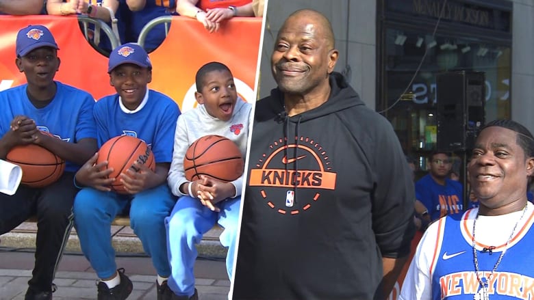 Tracy Morgan and Patrick Ewing give Knicks fans tickets to finals