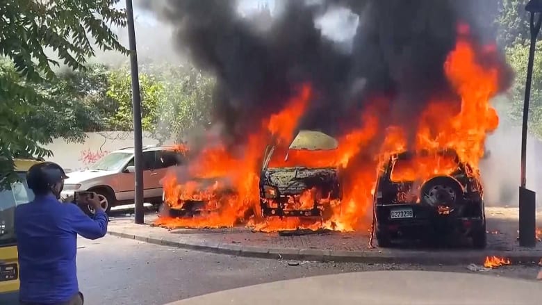 Video shows fiery aftermath of Israeli attack in southern Lebanon