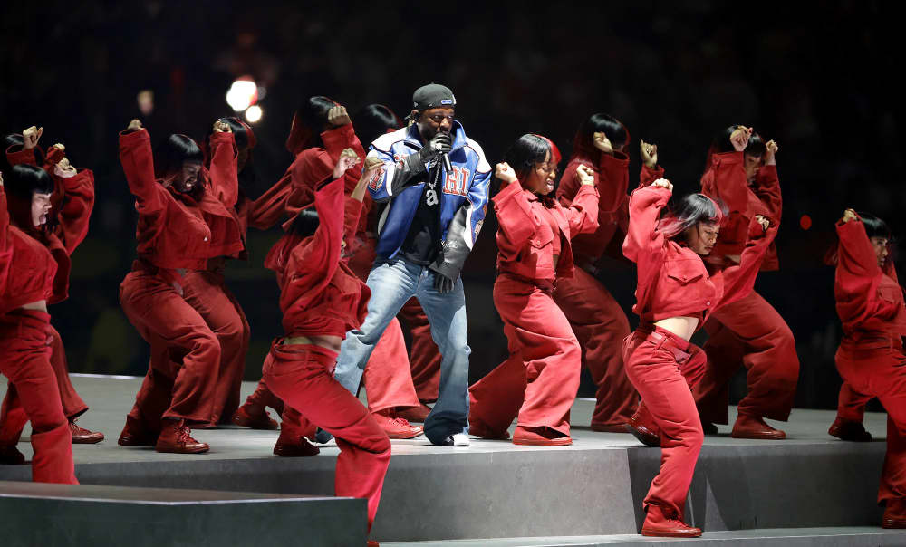 Kendrick Lamar performs for the Apple Music Halftime Show.
