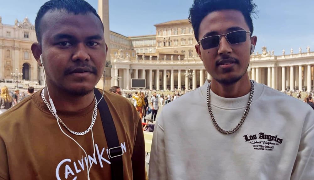 Rasel Mohammad, left, and Al Imran at the Vatican on April 21, 2025.