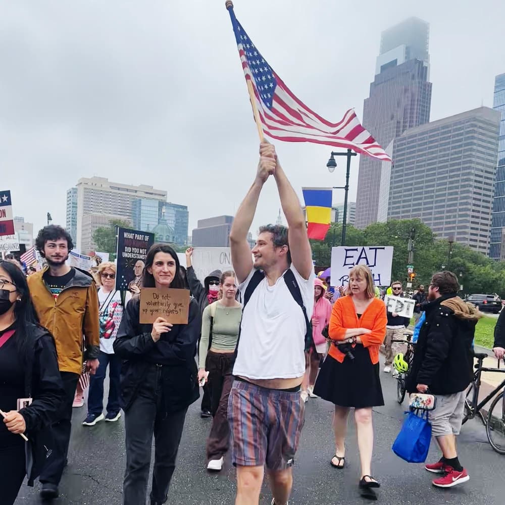 "No Kings Day" protest in Philadelphia.