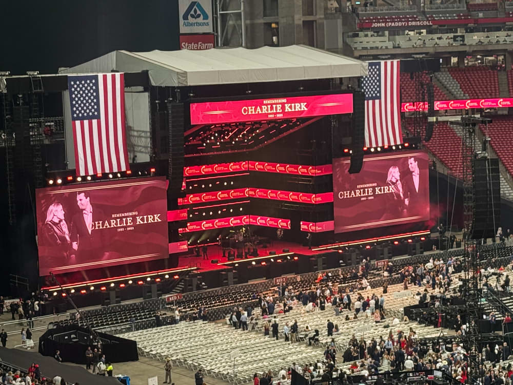 State Farm Stadium stands begin to fill up with people