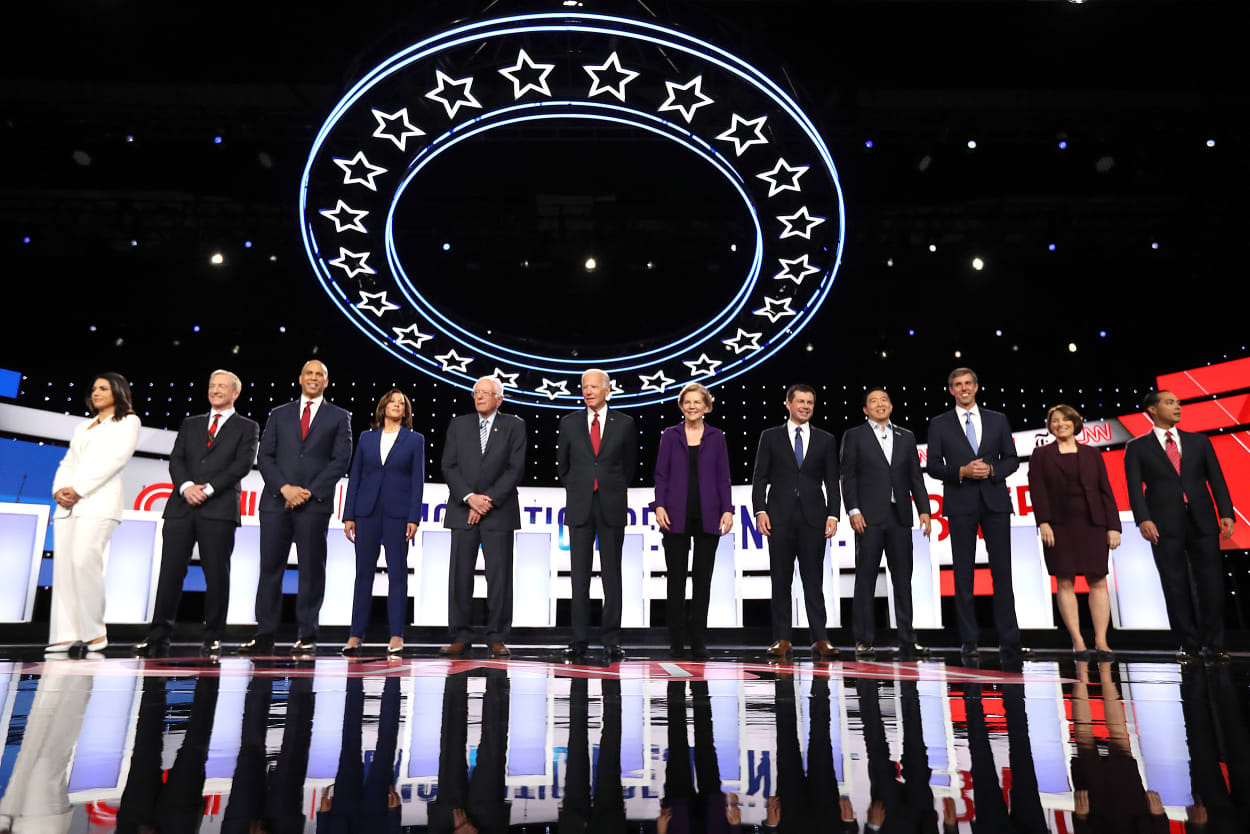 Image: Democratic Presidential Candidates Participate In Fourth Debate In Ohio