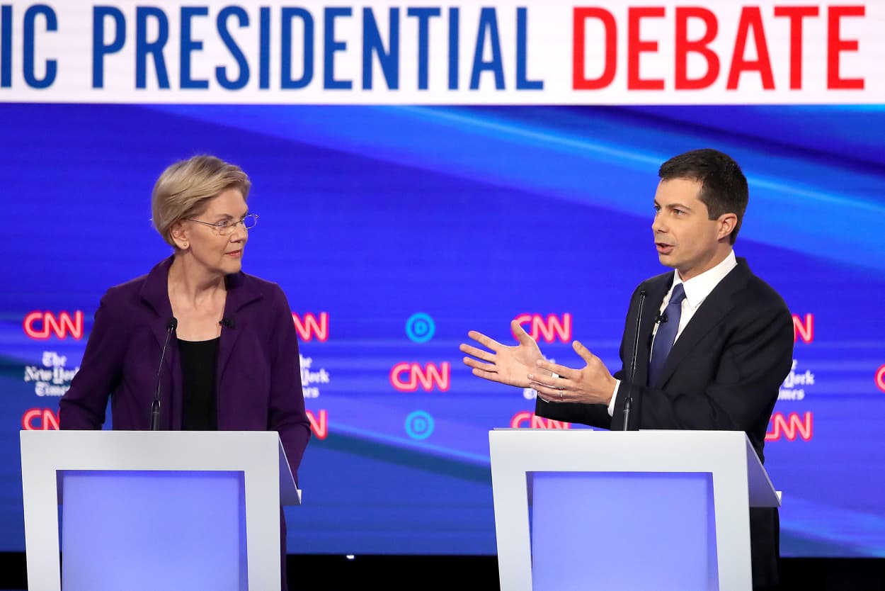 Image: Democratic Presidential Candidates Participate In Fourth Debate In Ohio