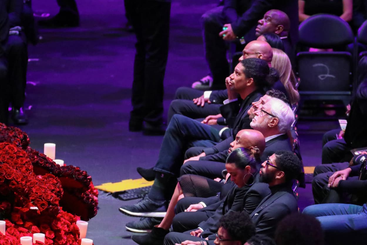 Image: Public memorial for NBA great Kobe Bryant, his daughter Gianna and seven others killed in a helicopter crash on January 26, at the Staples Center in Los Angeles, California