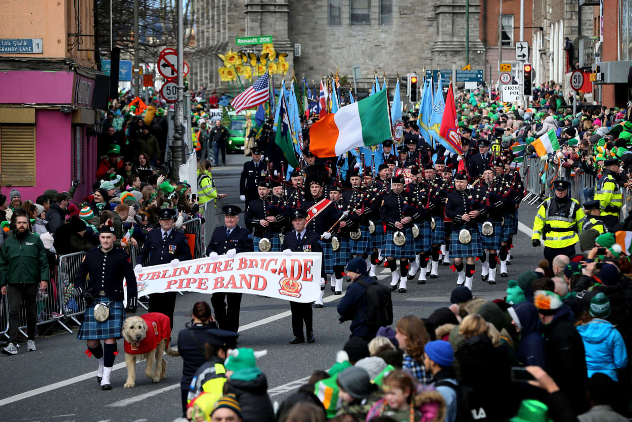 Image: Crowds watch the St. Patrick's Day Parade in Dublin, Ireland, on March 17, 2019.