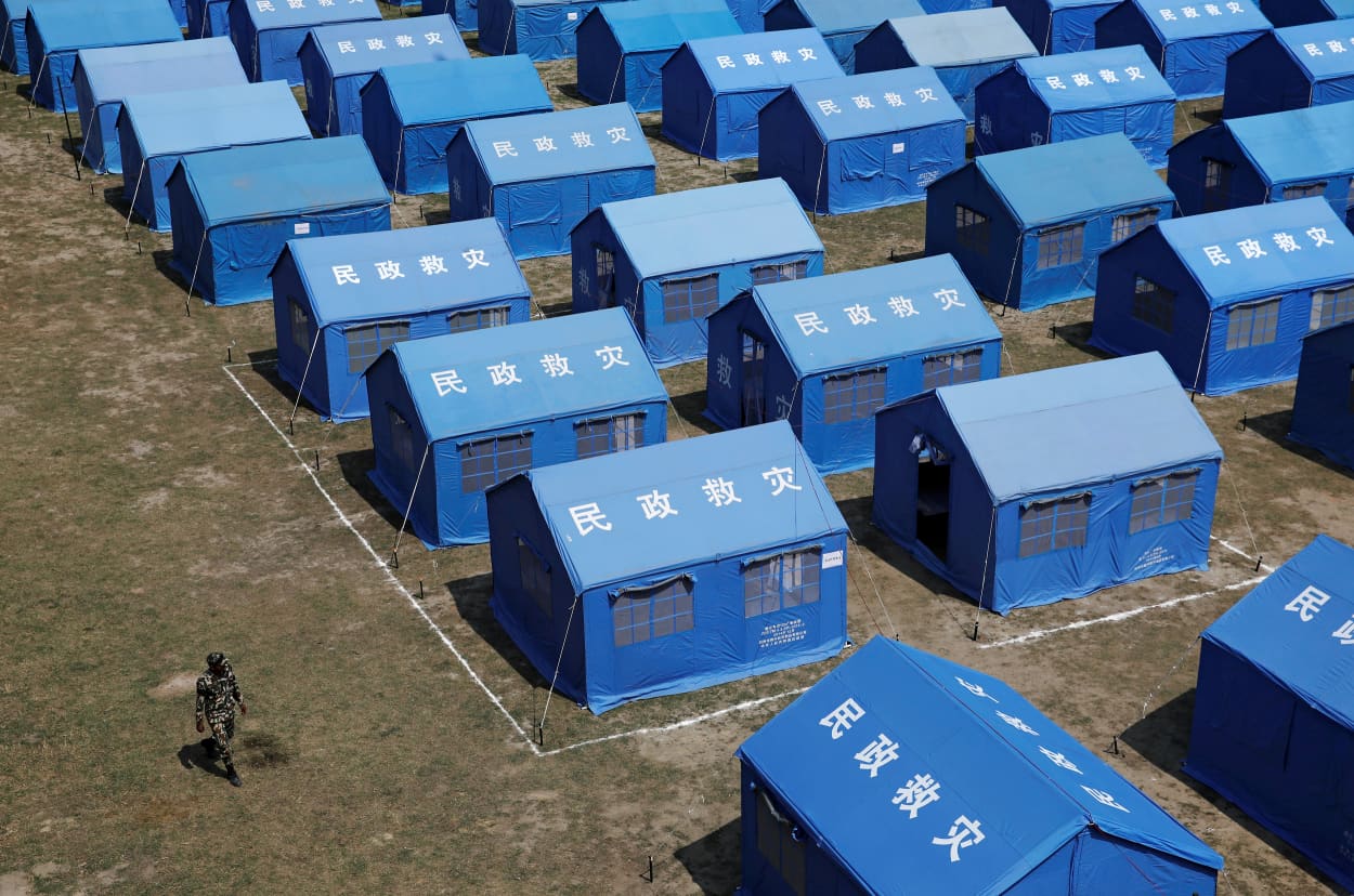 Personnel walks near a model quarantine zone at the Nepalese Army headquarters amid concerns about the spread of coronavirus disease (COVID-19) outbreak, in Kathmandu