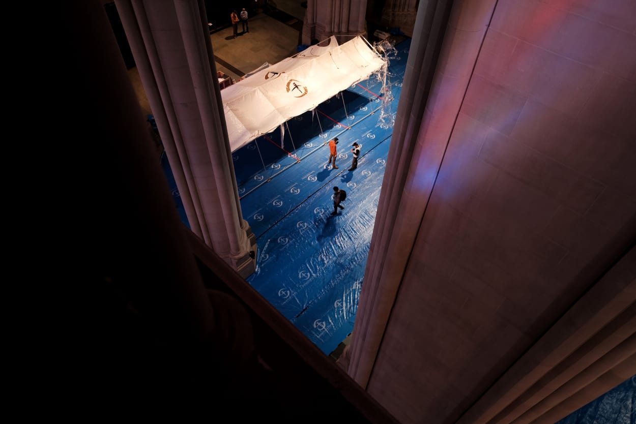 Image: The 600-foot long Gothic cathedral, one of the largest in the world, has partnered with Mount Sinai Morningside Hospital for staffing and will be able to care for nearly 200 patients.