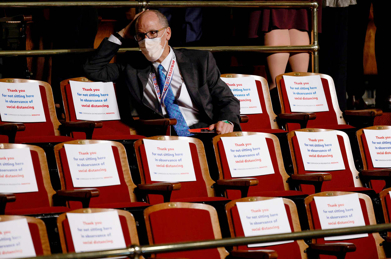 Image: Democratic vice presidential nominee Senator Kamala Harris and U.S. Vice President Mike Pence participate in their 2020 vice presidential campaign debate in Salt Lake City