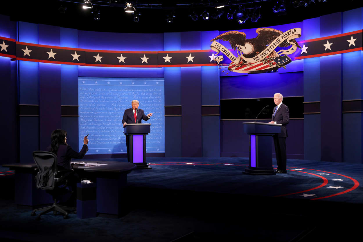Image: Donald Trump And Joe Biden Participate In Final Debate Before Presidential Election