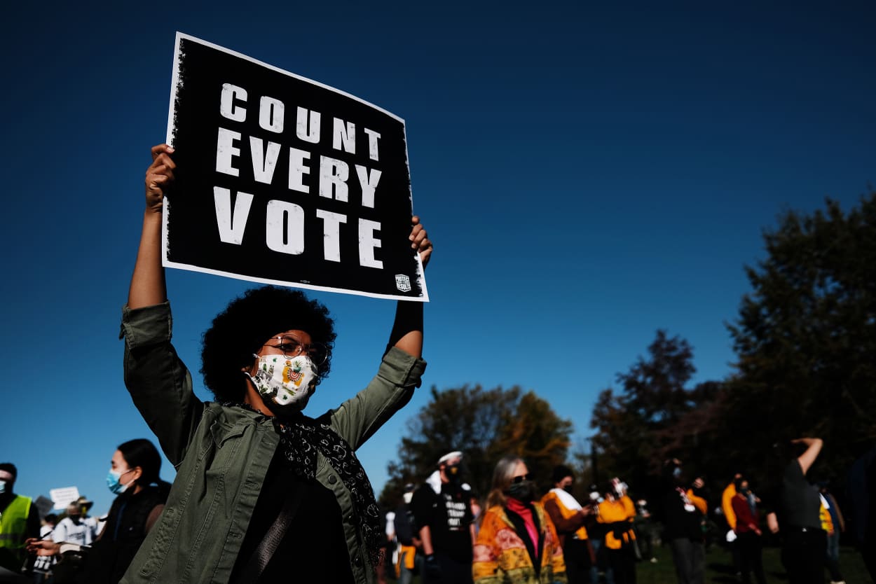 Image: Protestors Hold &quot;Count Every Vote&quot; Protest Rally In Philadelphia