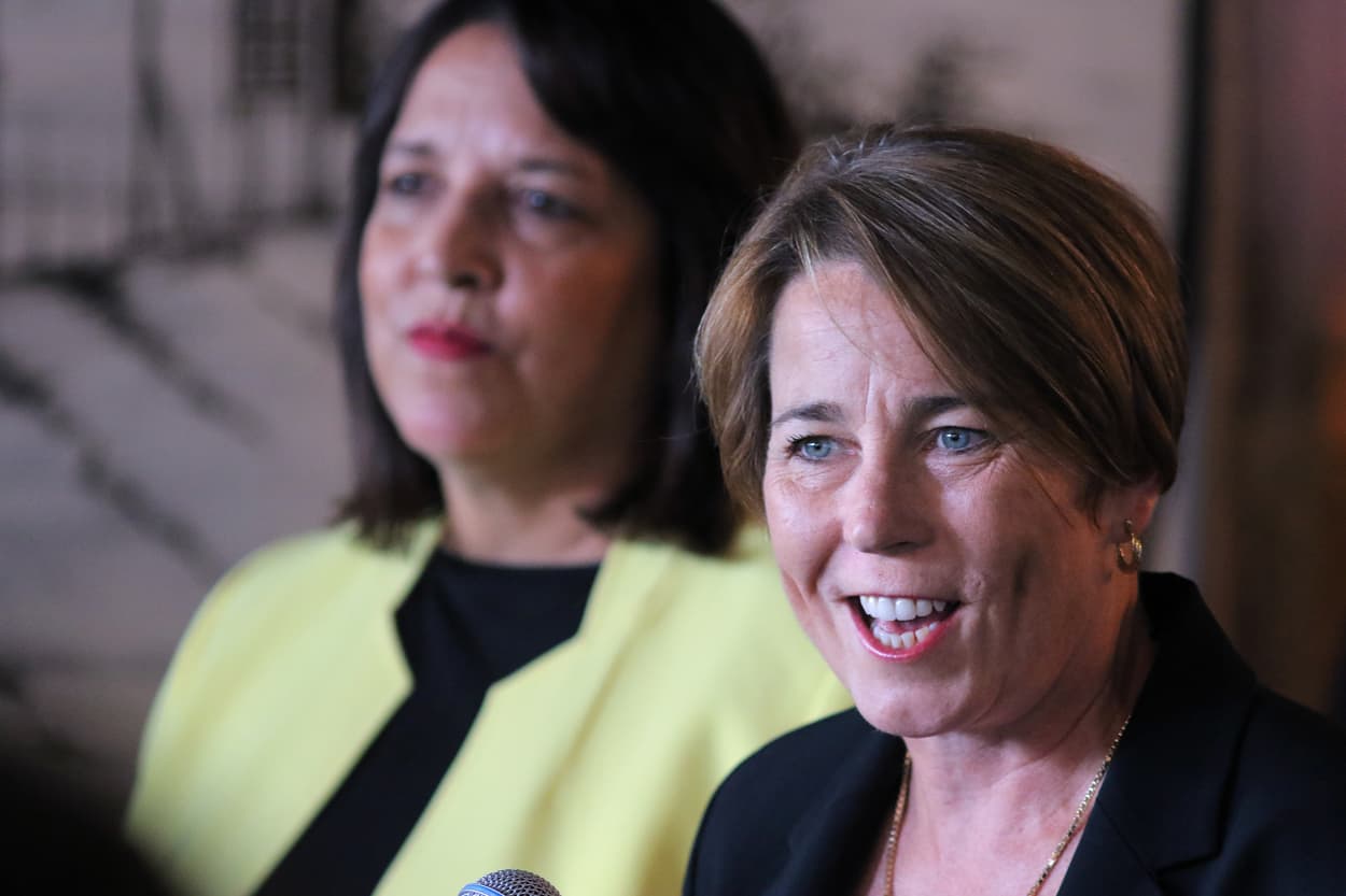 Maura Healey and her running mate Kim Driscoll.