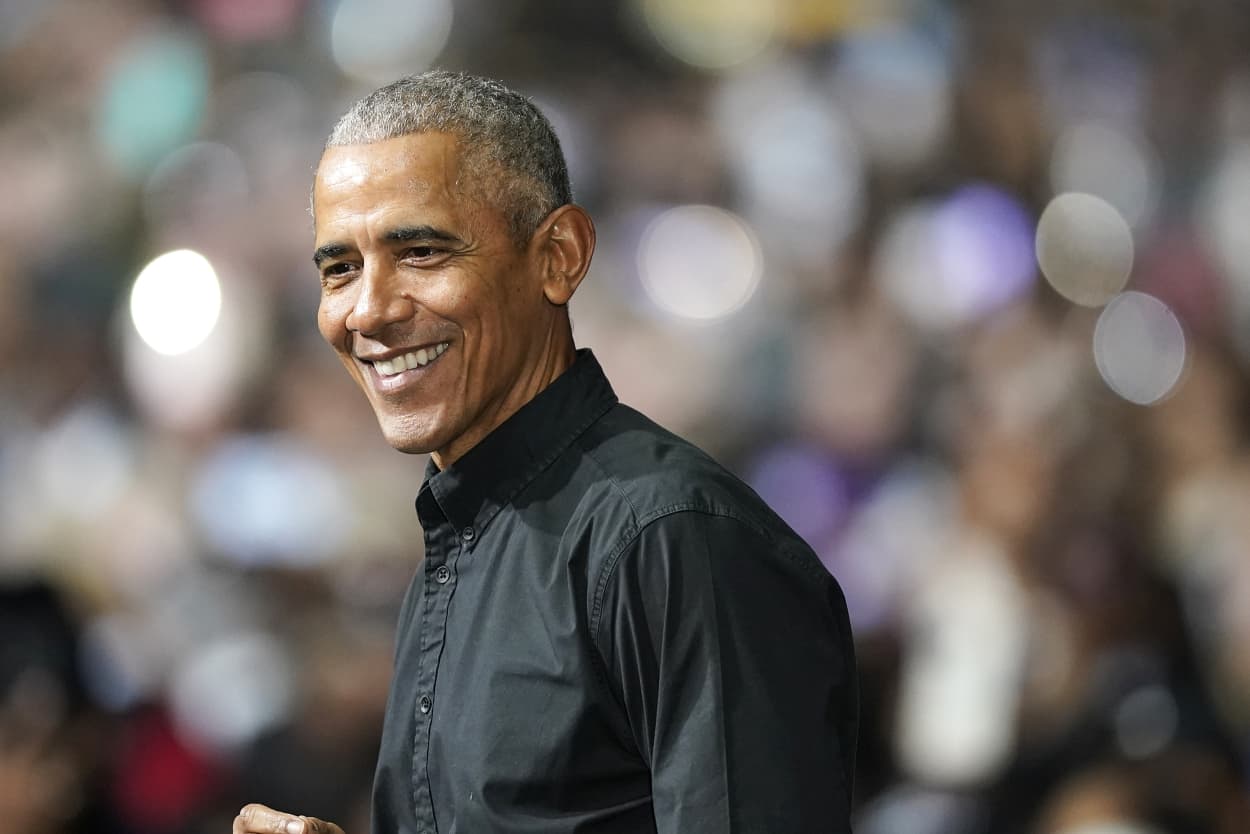 Former President Barack Obama speaks in support of Sen. Raphael Warnock, D-Ga., during a rally on Thursday, Dec. 1, 2022, in Atlanta. Warnock is running against Republican Herschel Walker in a runoff election.