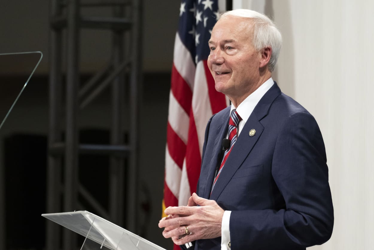 Gov. Asa Hutchinson speaks at the Ronald Reagan Presidential Library