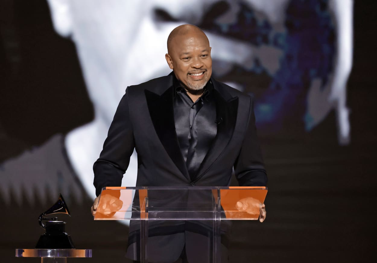 Dr. Dre accepts the Dr. Dre Global Impact Award.