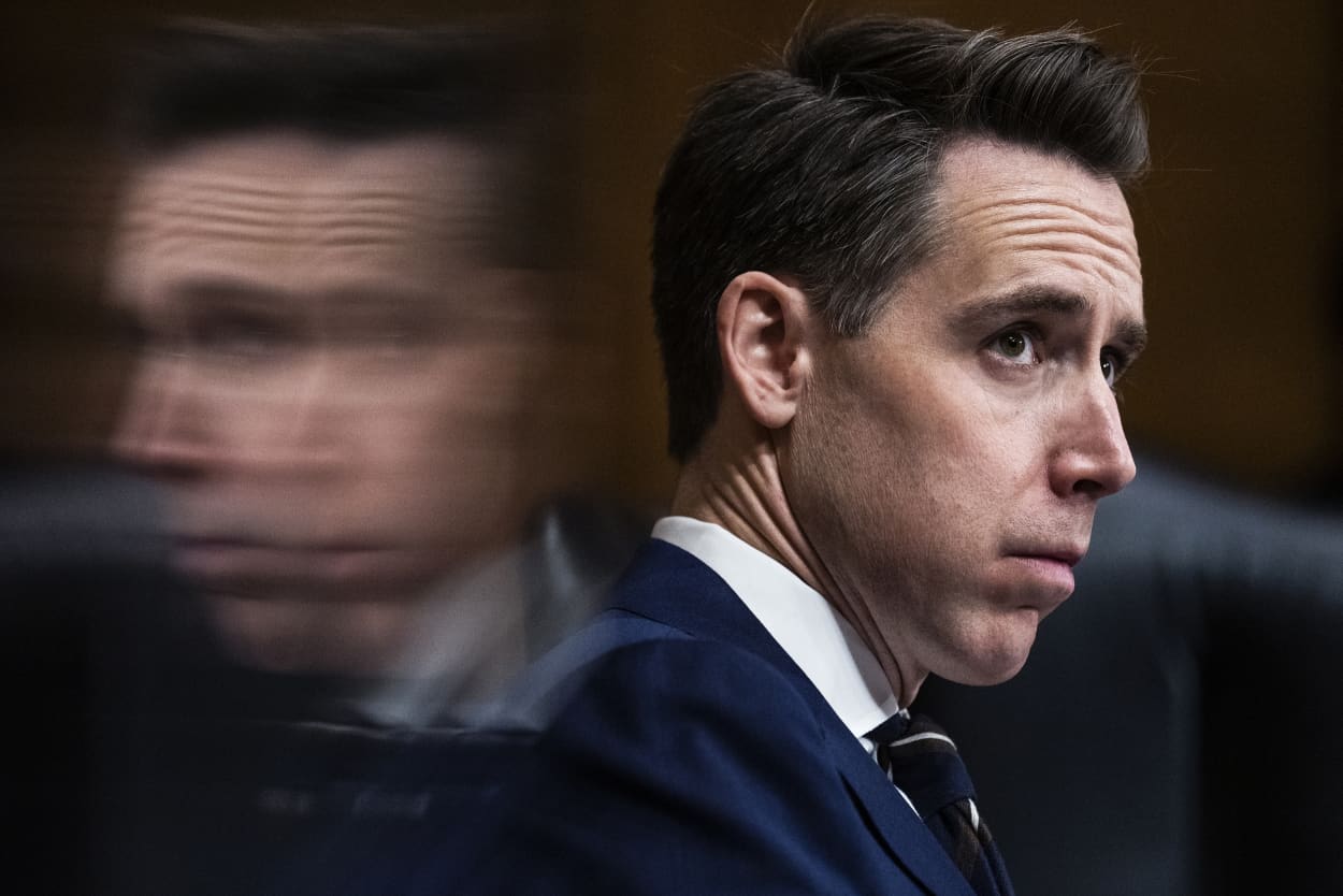 Josh Hawley, R-Mo., attends a Senate Homeland Security and Governmental Affairs Committee markup in Dirksen Building on March 15, 2023. 