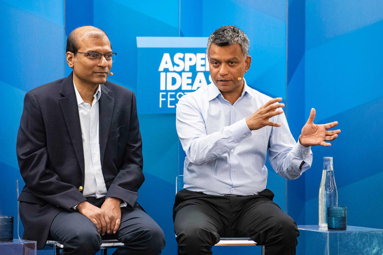 Bratin Saha and Deb Roy at Aspen Ideas Festival on Monday.