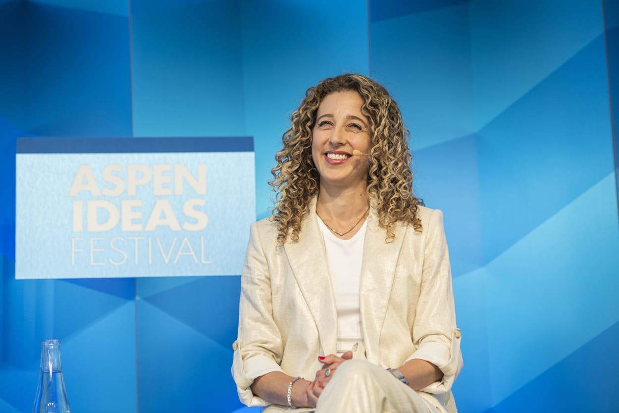 Tom Llamas moderates a discussion with Roger Carstens, Danielle Gilbert and Jason Rezaian about “The Dilemmas of Hostage Diplomacy” at Aspen Ideas Festival in Aspen, Colo. on Wednesday, June 28, 2023.