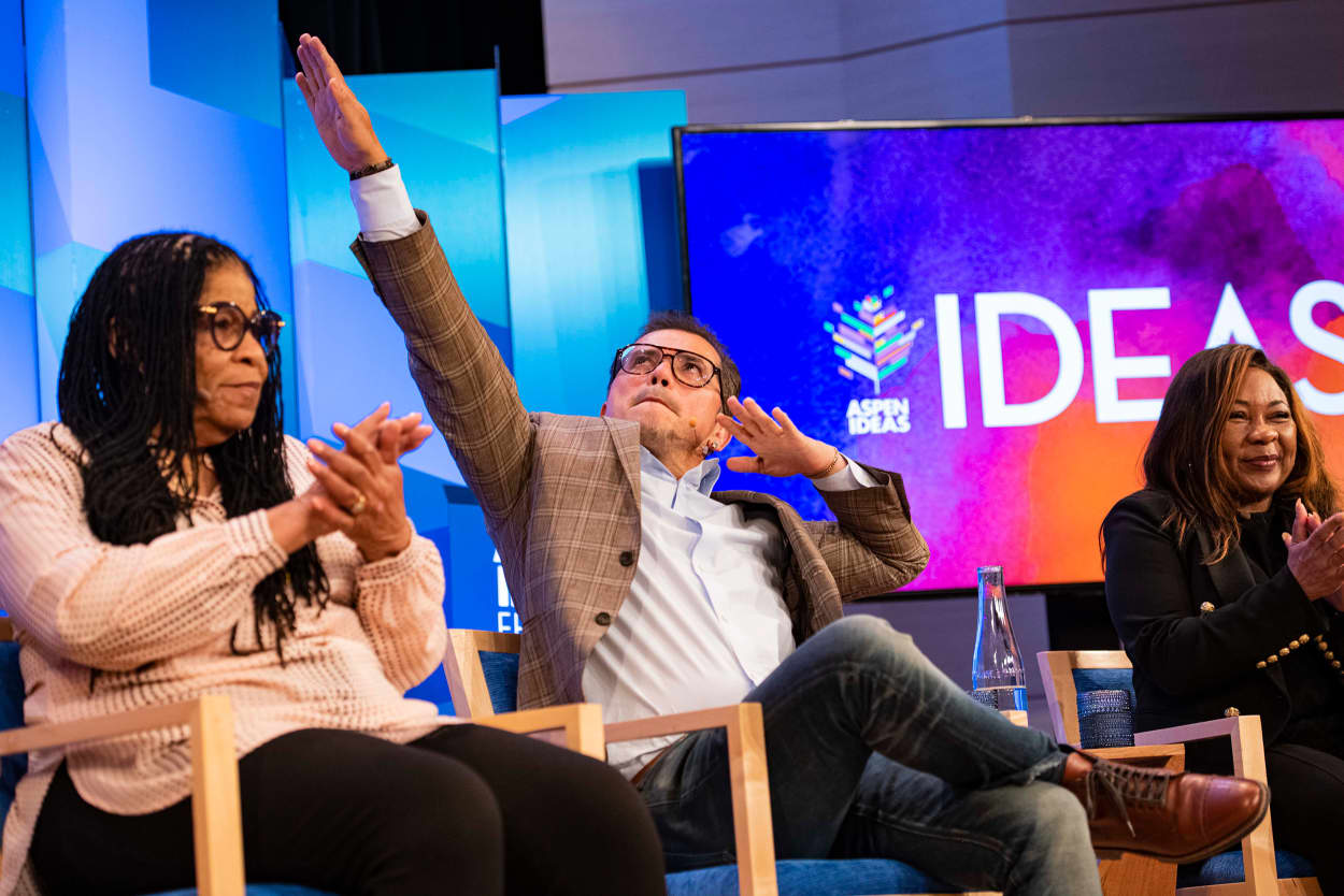 Susan Burton, John Leguizamo, and Catherine Coleman Flowers talking about their projects and passions changing the world at Aspen Ideas Festival on Wednesday, June 28, 2023.