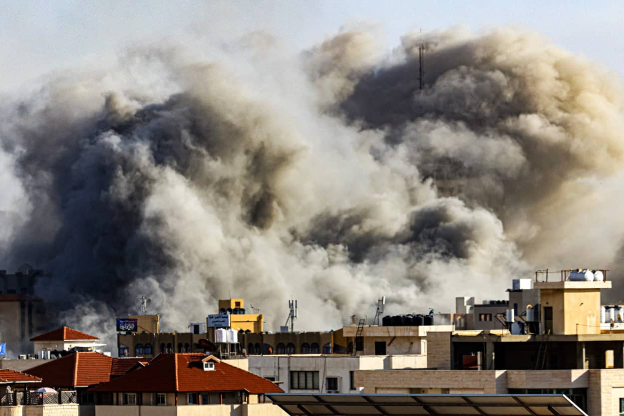 Smoke plumes rise over Gaza City amid Israeli air strikes