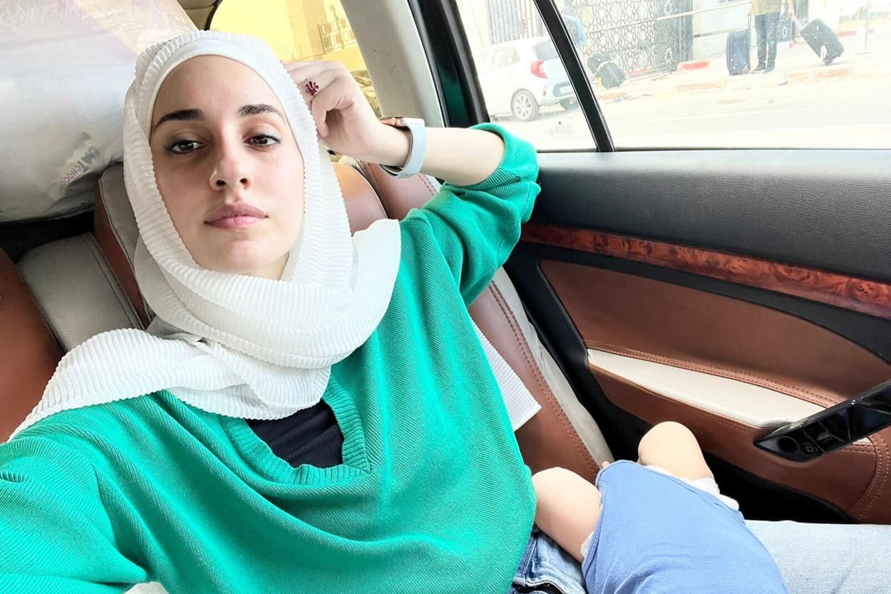 Haneen Okal, an American with 3 children who is trying to leave Gaza via the southern Rafah border crossing with Egypt on Oct. 14, 2023.