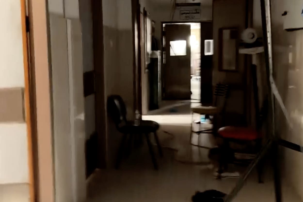 An hallway into the pediatric ICU at the Al Nasr Children's Hospital.